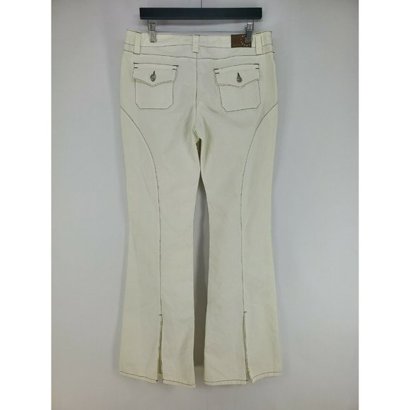 Bella Dahl Wide Split Leg Pants Women's Size 30 Cream with Brown Stitching - Picture 3 of 6